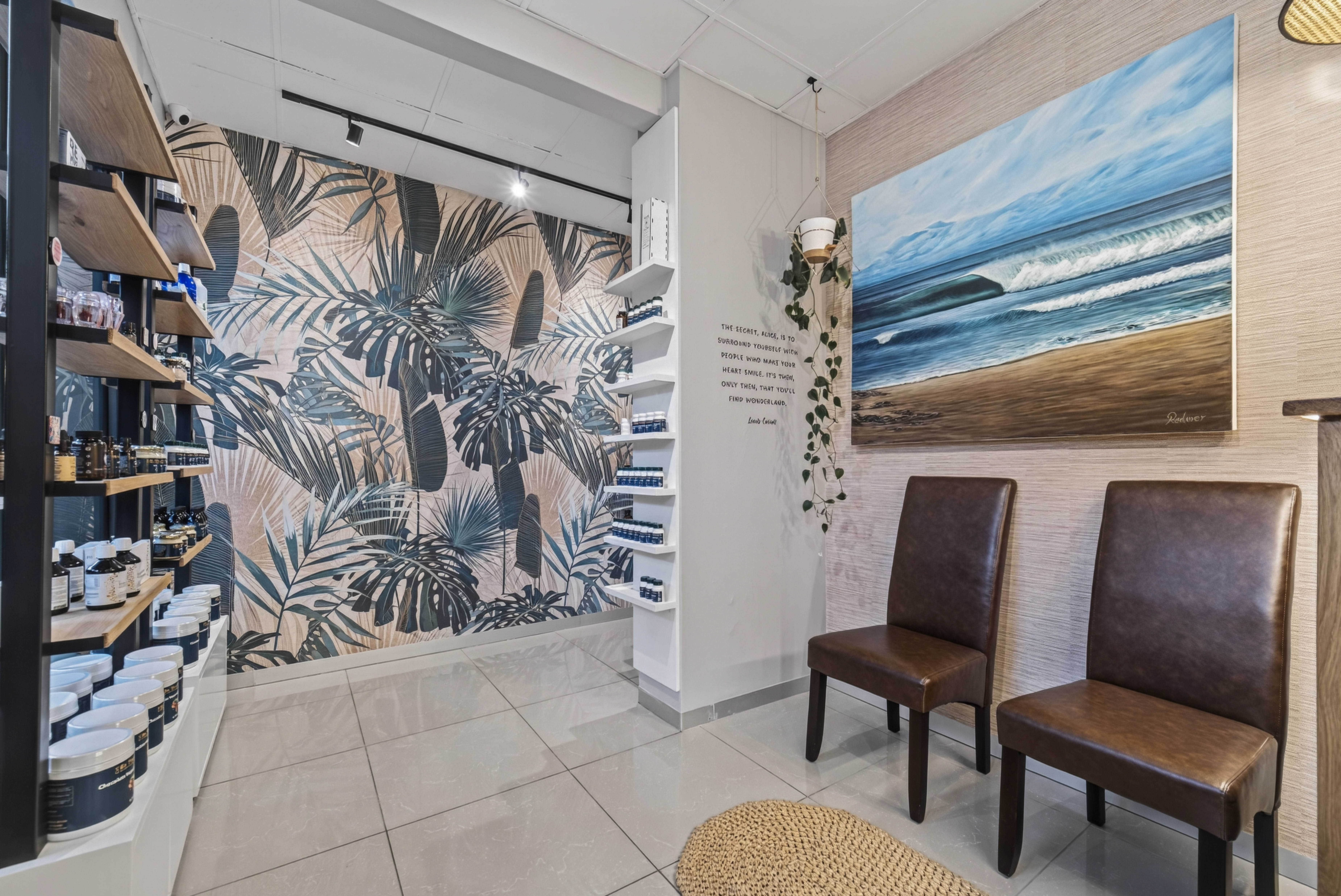 Botanical wallpaper feature wall