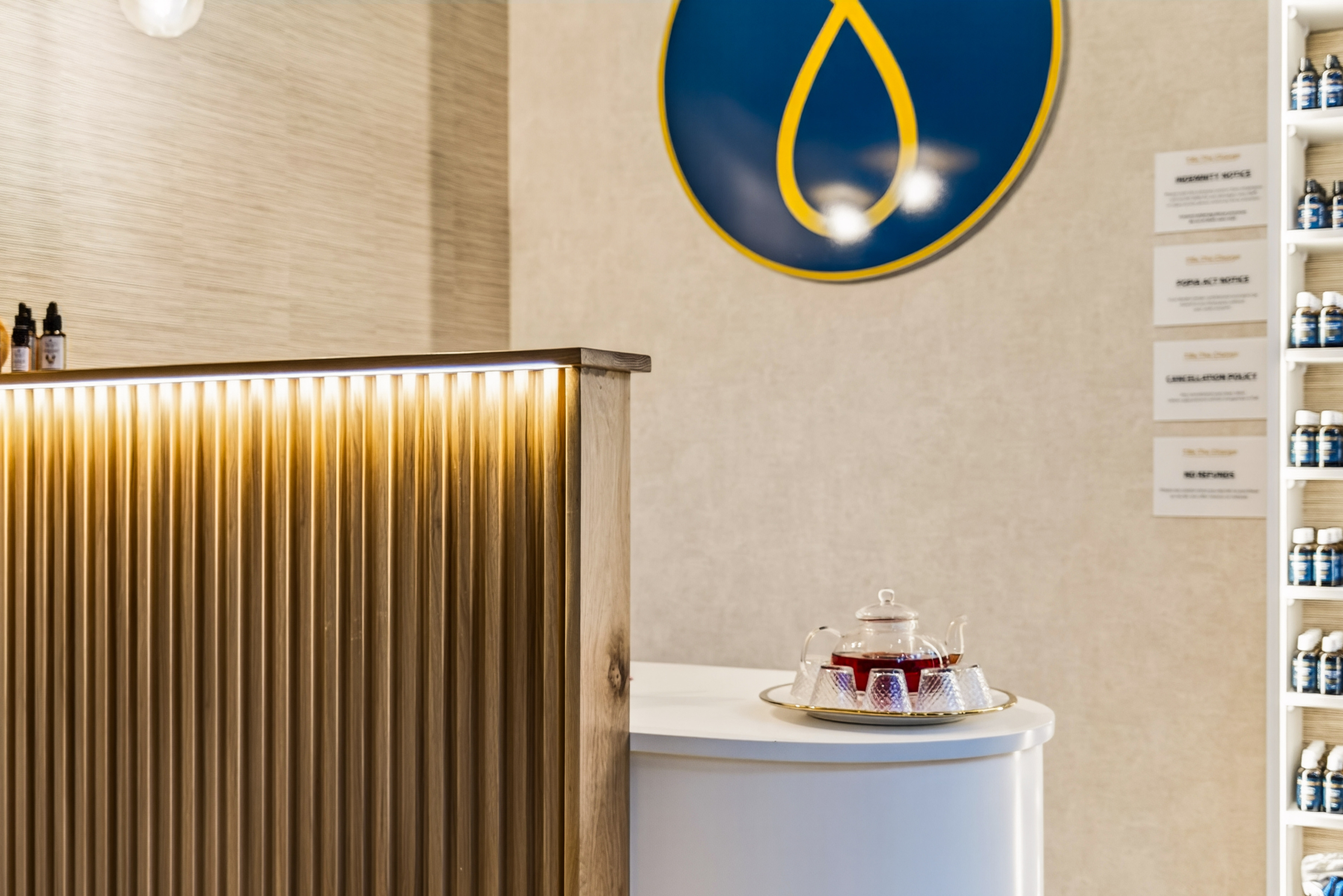 Counter detail with brand mark
