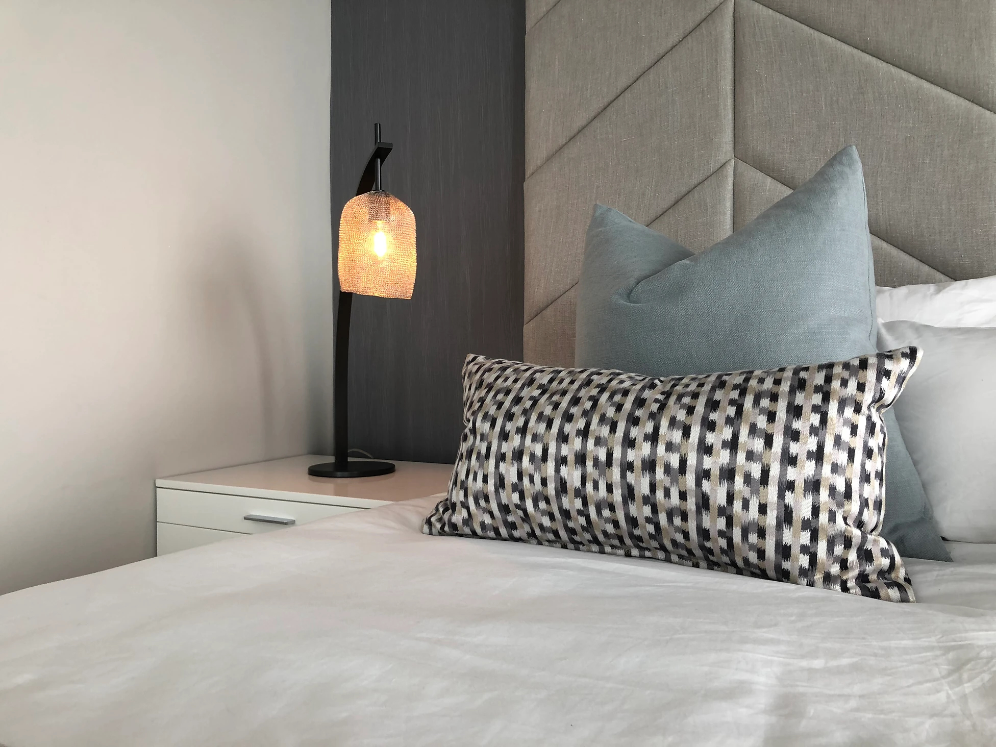 Primary bedroom headboard detail