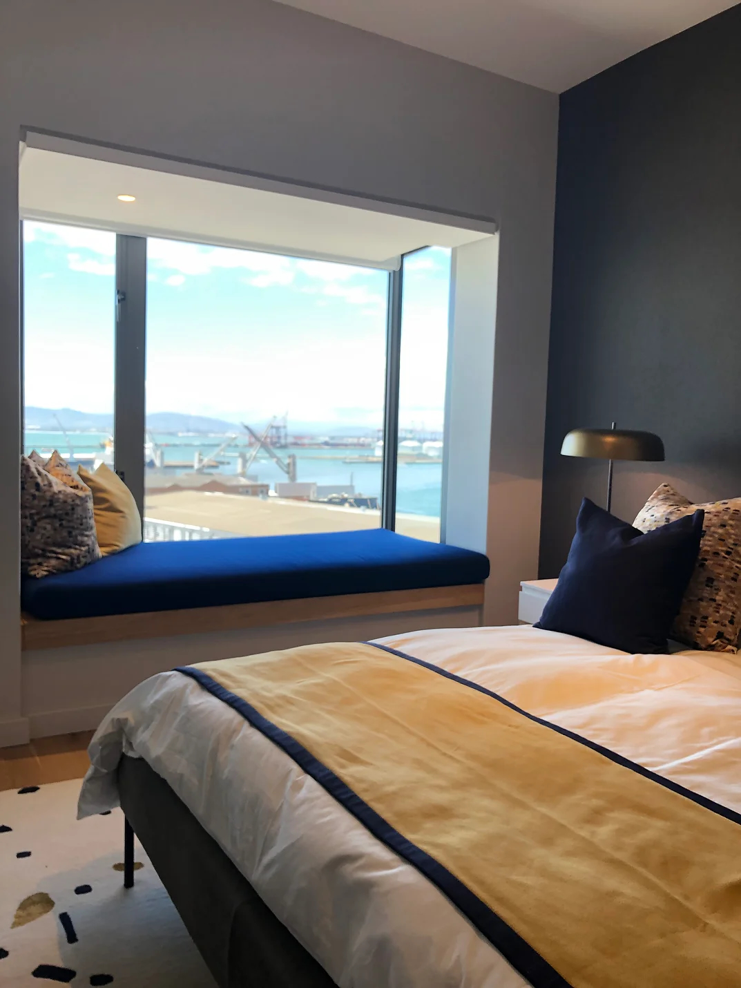 Bedroom with harbour view